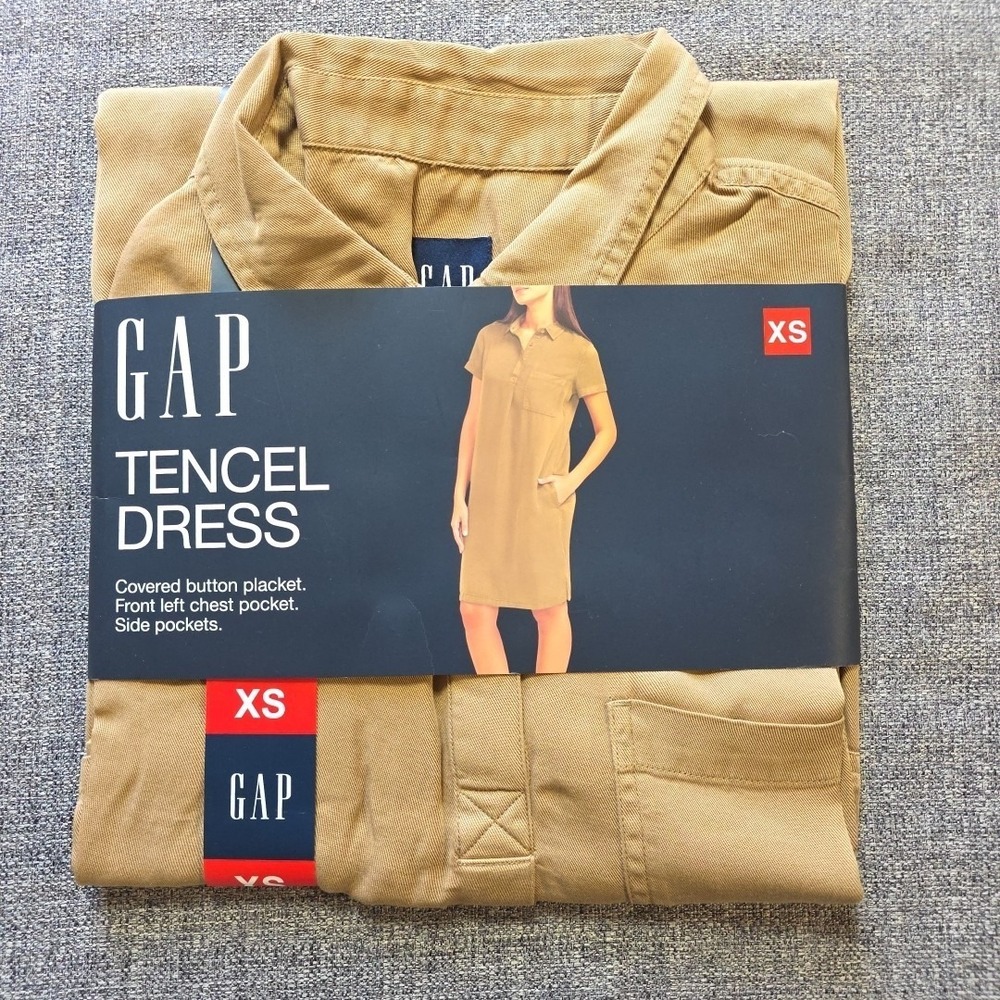 GAP‎ Relaxed Fit Tencel Dress Brown Side Pockets Women's Size X Small New